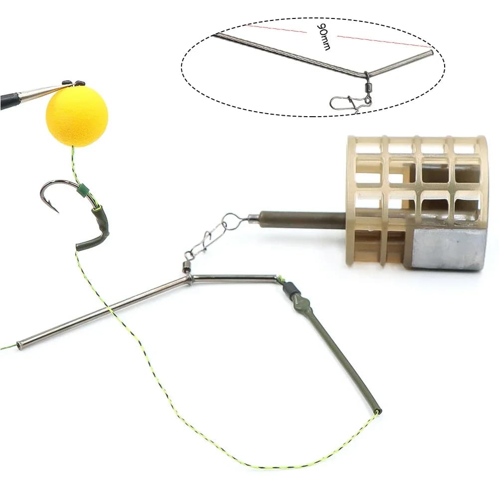 5 anti-tangles pour pêche à la carpe avec méthode feeder - Booms avec snap swivels et cages à appâts