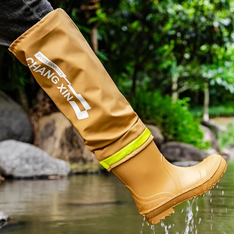 Bottes de pluie homme hautes imperméables anti-dérapantes couple pêche extérieur - Chaussures pêche homme