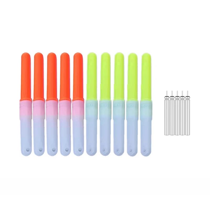 10 bâtons lumineux LED pour pêche de nuit - Flotteurs lumineux avec pile CR322