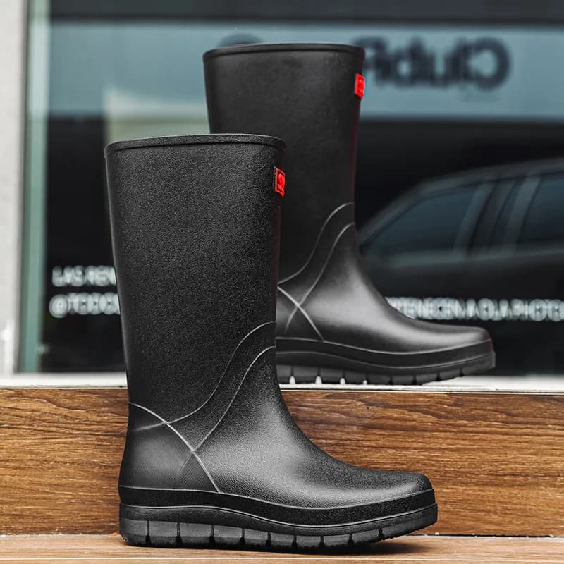 Bottes de pêche homme PVC haute tube anti-dérapantes pour lavage auto et loisirs extérieurs