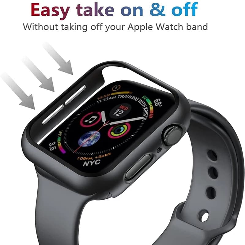 Protection verre trempé et coque pour Apple Watch série 9 8 7 6 SE 5 étanche pêche