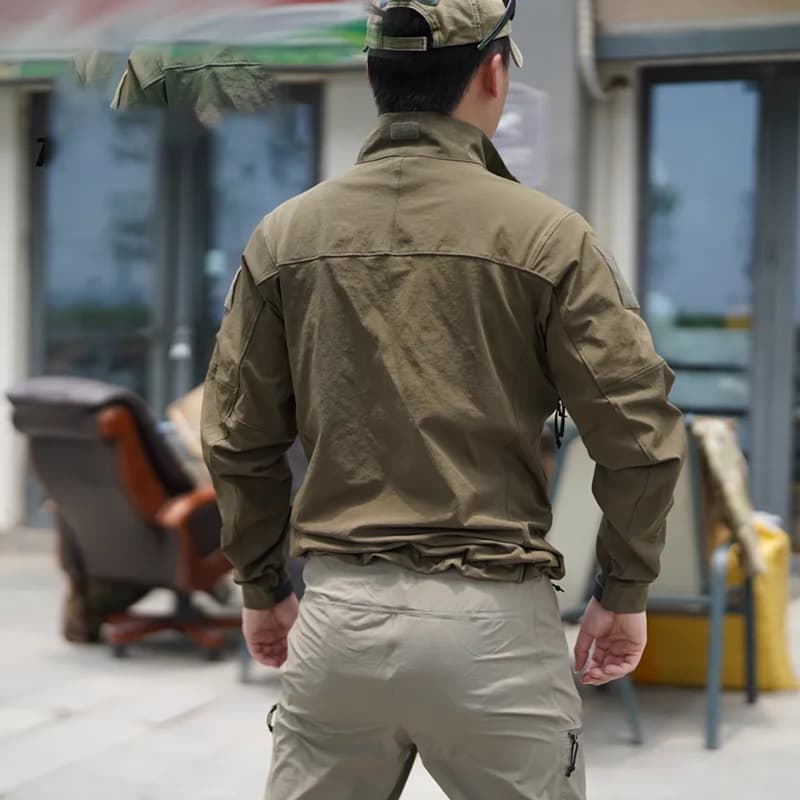 Veste tactique crocodile vert nylon - Softshell pêche 4 côtés élastique - Coupe-vent respirant randonnée