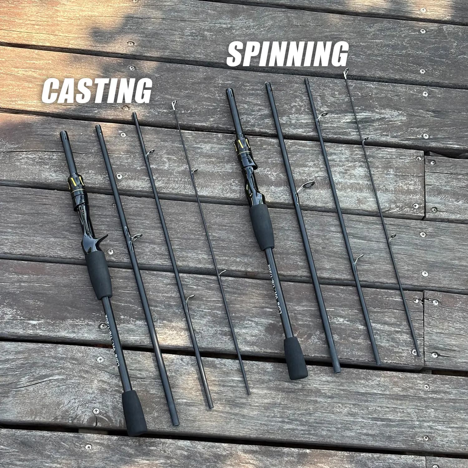 Canne pêche carbone Santa King 4 sections portable - Manche EVA pour voyage pêche basse eau douce