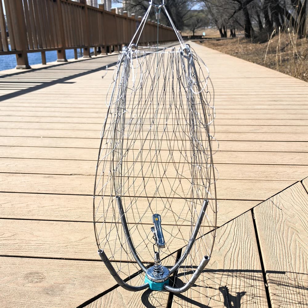 Cage à crabes anti-morsure 60cm avec filet élastique - Équipement professionnel pêche sous-marine