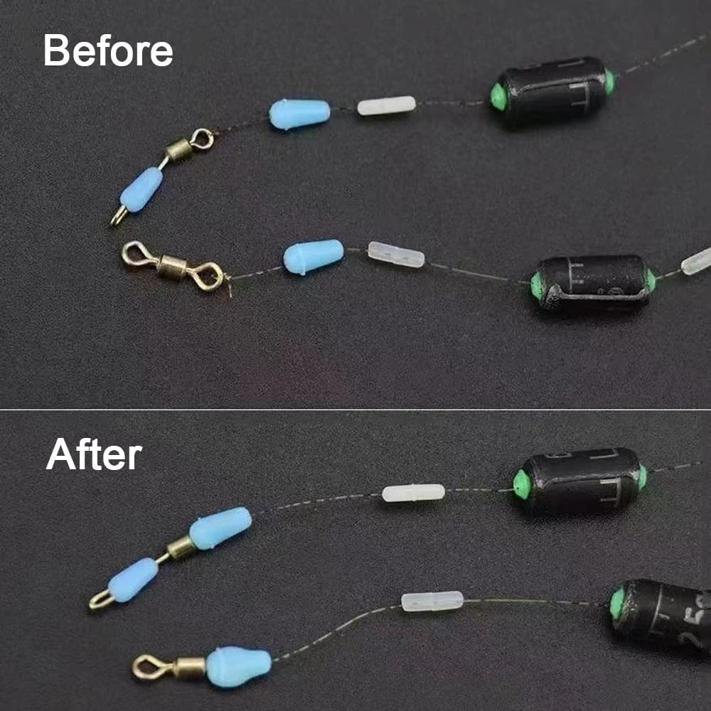 50 pièces de bouchons ovales en silicone anti-emmêlement pour la pêche à la carpe et au