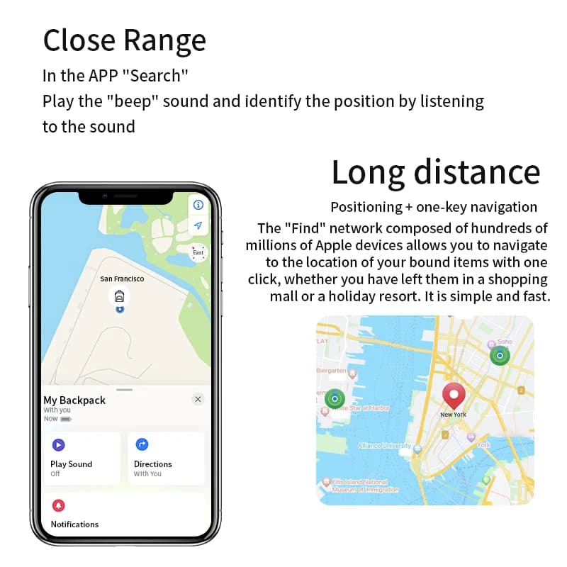 Tracker Bluetooth JSPTEC Sécurité - Compatible Find My Apple, Alarme Sonore, Rappels Messages Anti-Perte