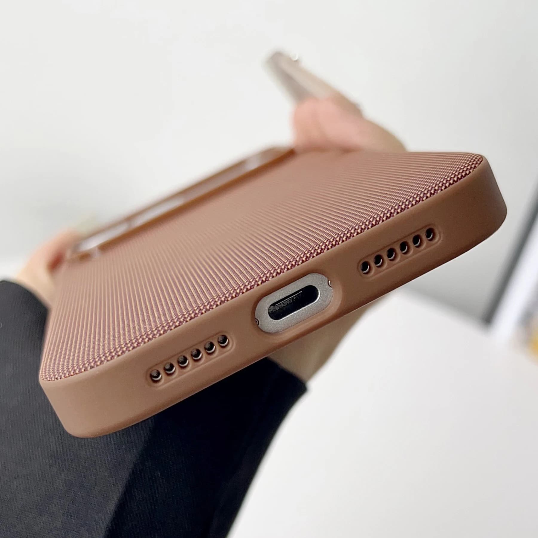 Coque iPhone 17 16 15 14 tissée originale - Protection magnétique MagSafe compatible avec charge sans fil