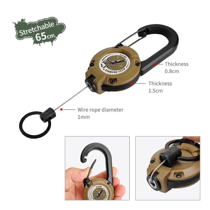 Protège-leurres pour leurres à calmar taille M avec attache rétractable et mousqueton pratique
