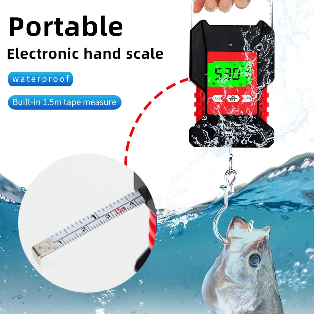 Balance pêche accroche 50kg/5g portable étanche avec rétractable 150cm et rétroéclairage