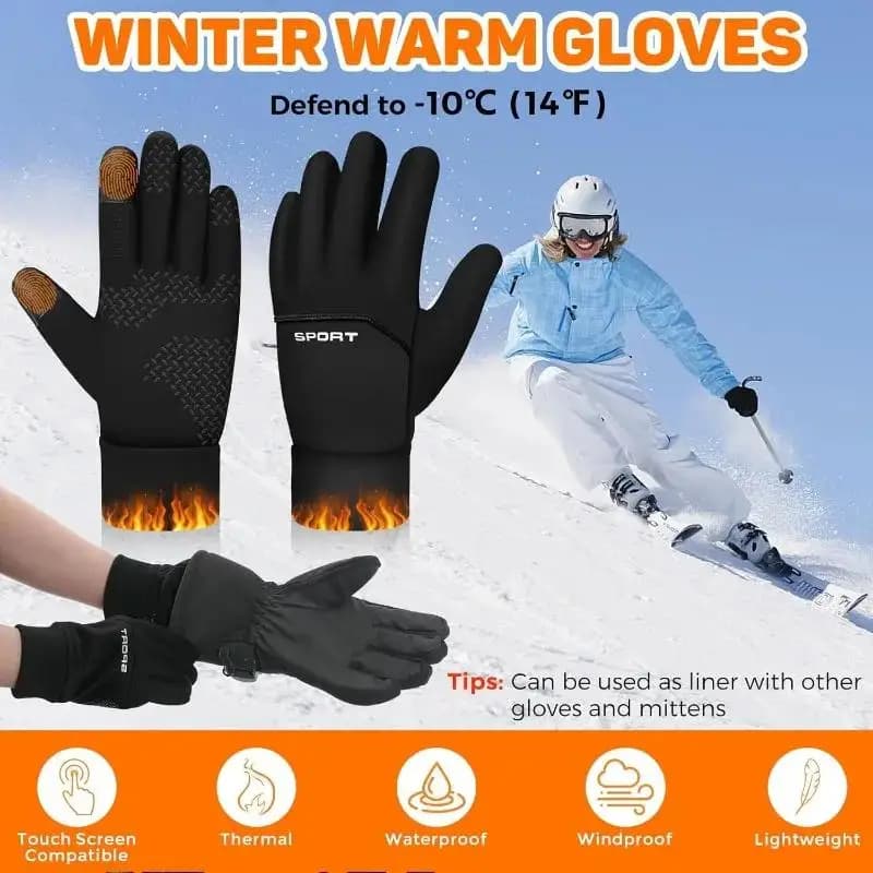 Gants d'hiver pêche polaire doublés imperméables anti-vent froids écran tactile sports extérieurs