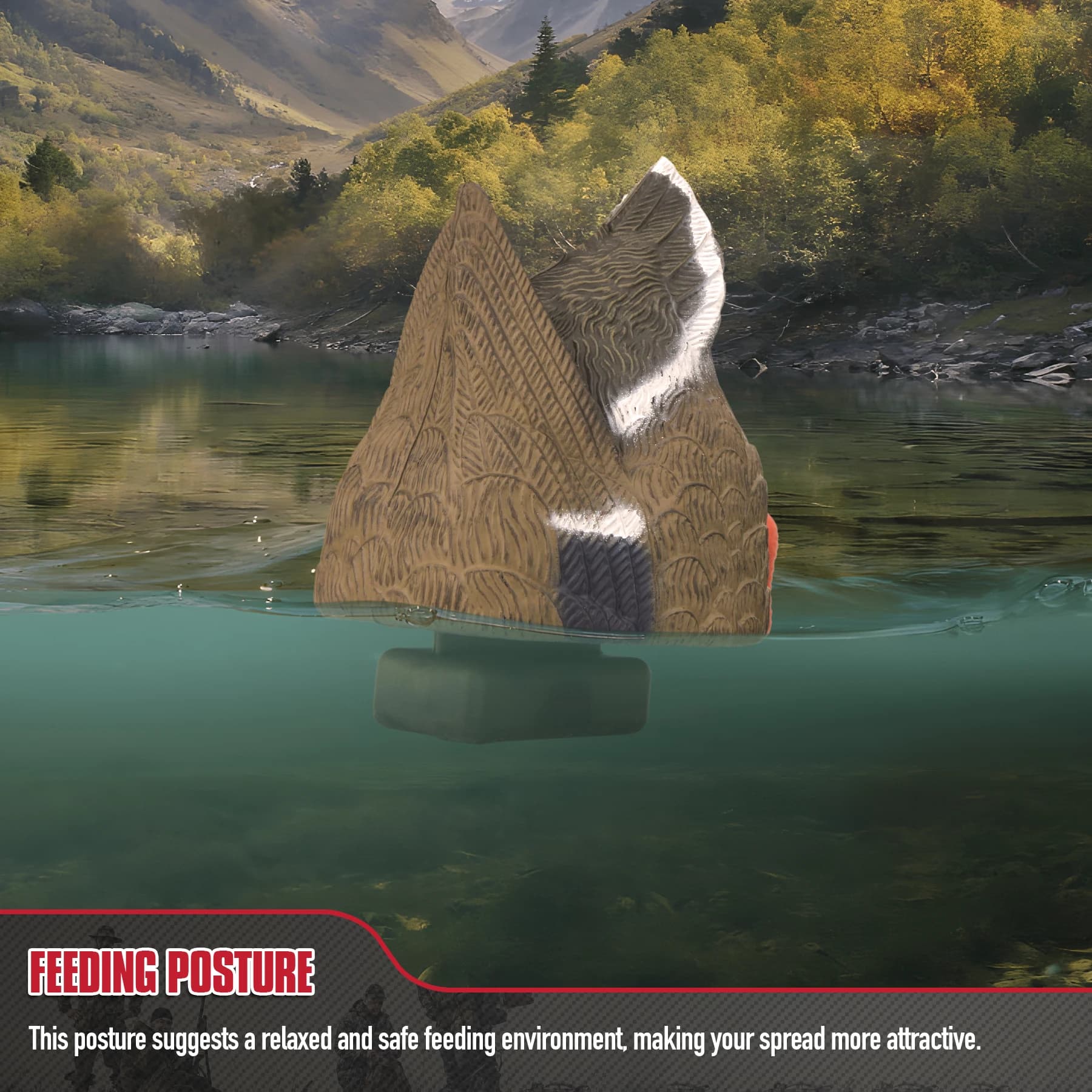 Leurre queue de canard 3D avec quille lestée - Accessoire de chasse gibier d'eau réaliste