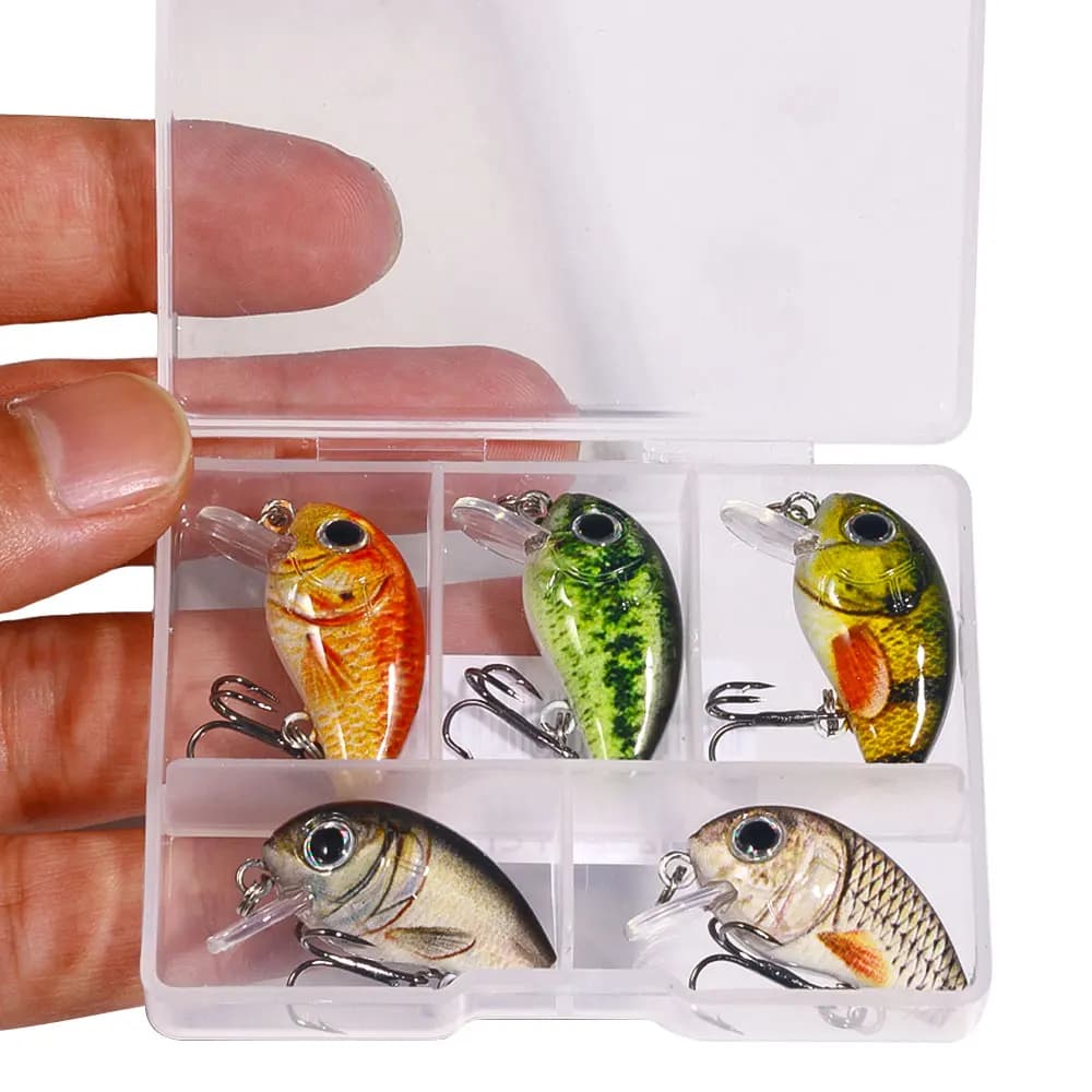 Kit 5 leurres crankbait mini 3cm 1.5g-2g pour truite et perche pêche artificielle