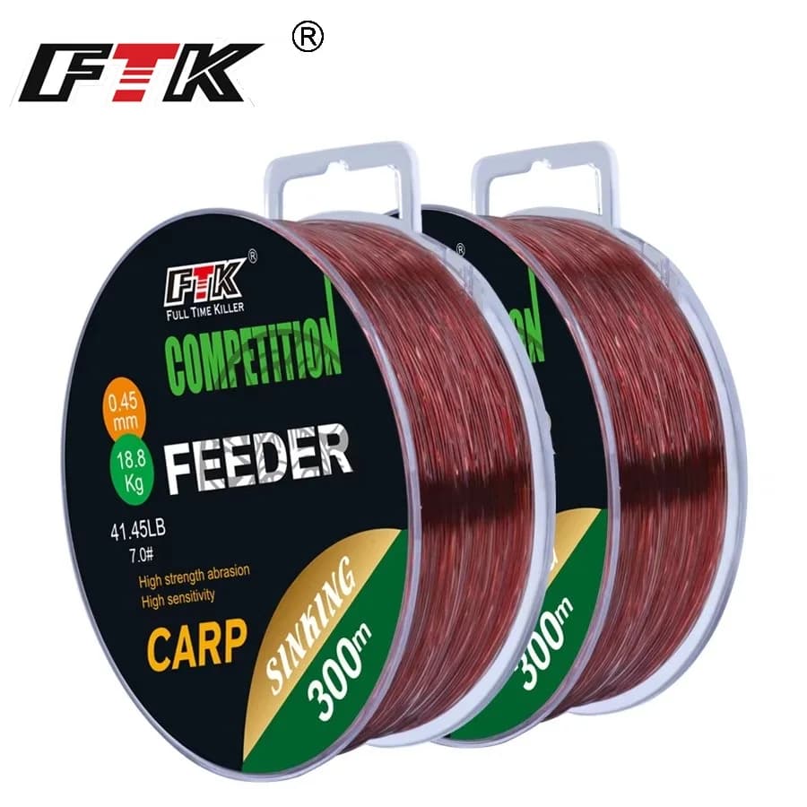 Ligne de pêche carpe FTK 300M monofilament nylon couleur vin 0.14-0.50mm 15-45LB accessoires feeder