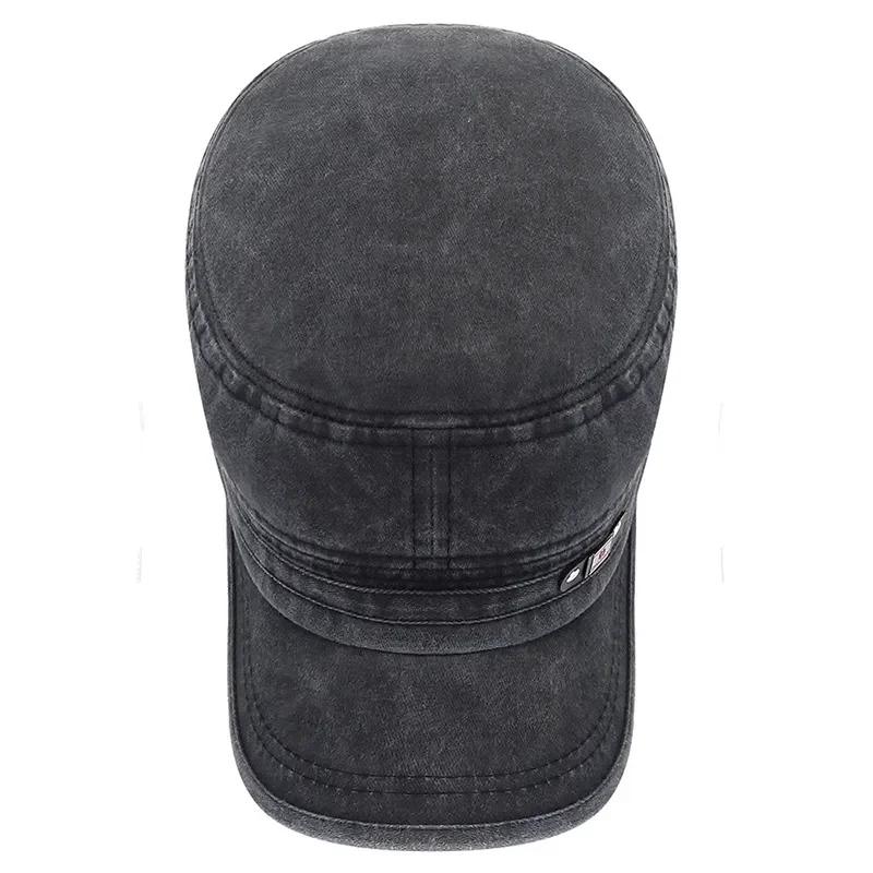 Casquette militaire coton lavé plat pêcheur ajustable extérieure rétro armée homme femme pêche