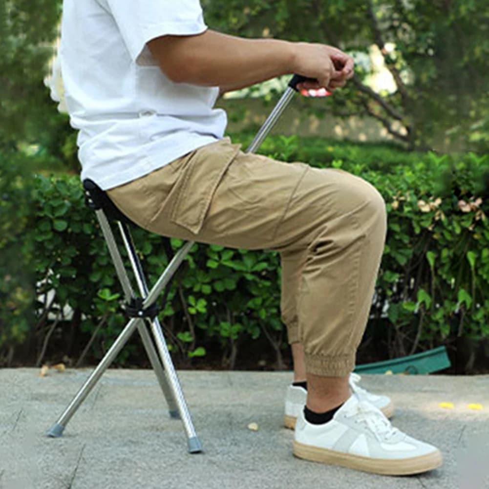 Canne pliante siège portable pour pêche - Tabouret léger antidérapant transport facile randonnée