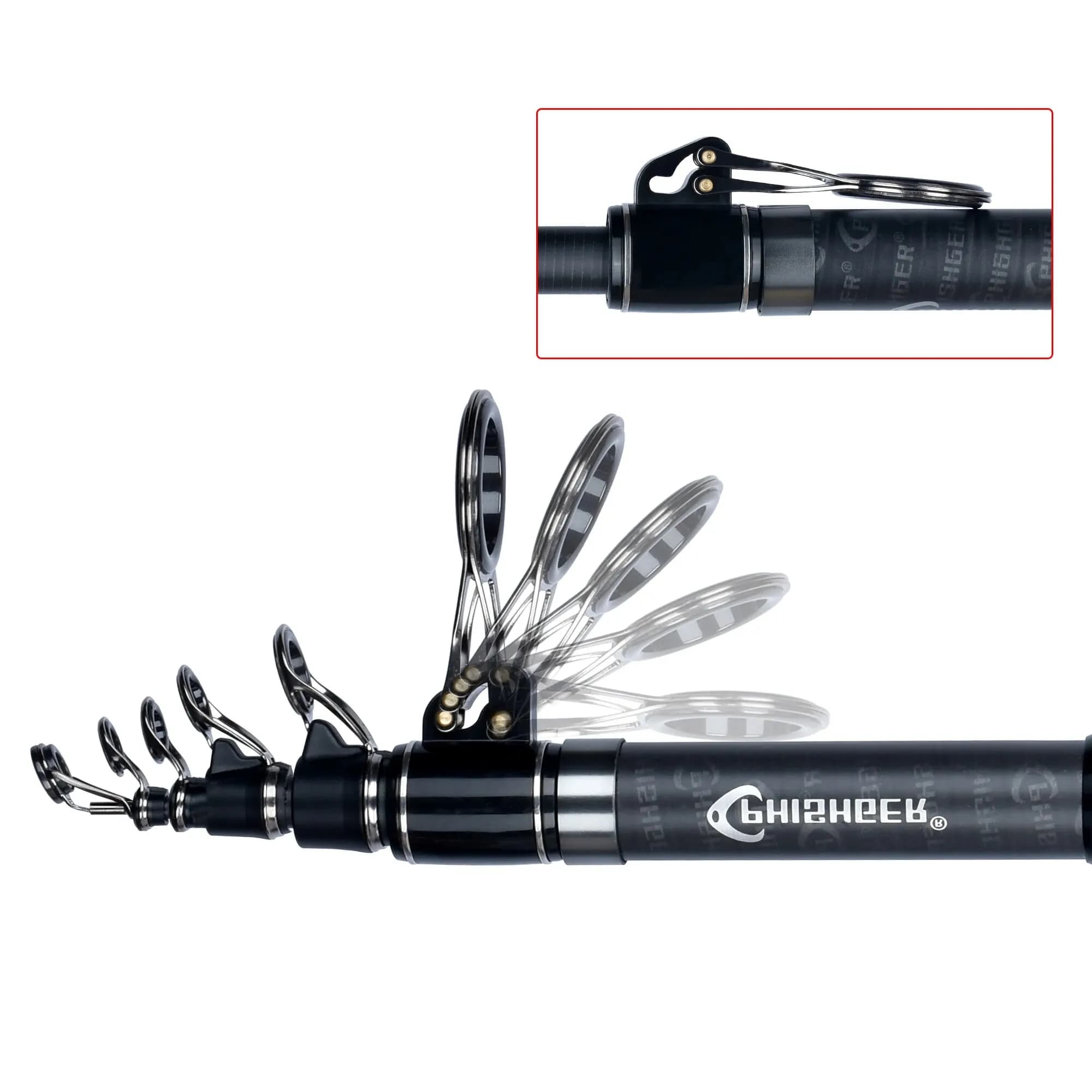Canne télescopique surfcasting PHISHGER 30T carbone 3.6m à 4.5m puissance 80-150g pour pêche du bord de mer