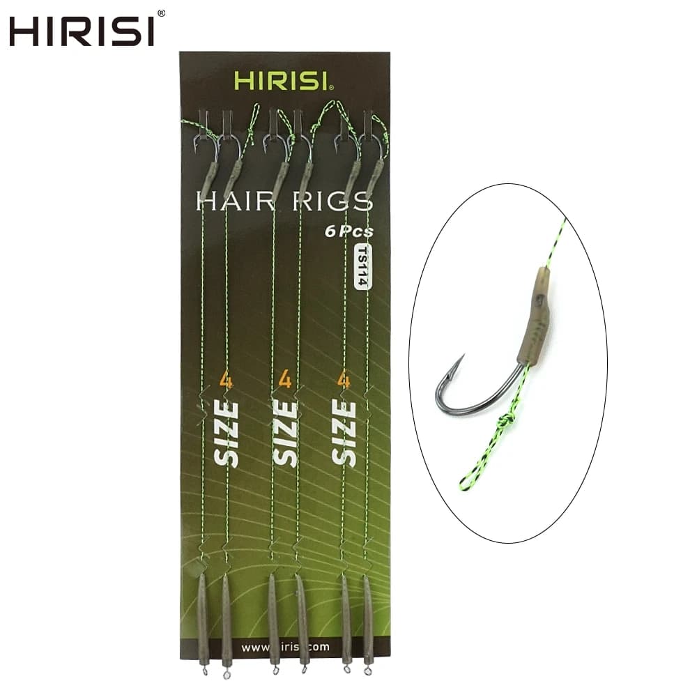 6 Montages Prêts à Pêcher Hirisi TS114 pour Carpe - Bas de Ligne et Accessoires Terminaux Complets