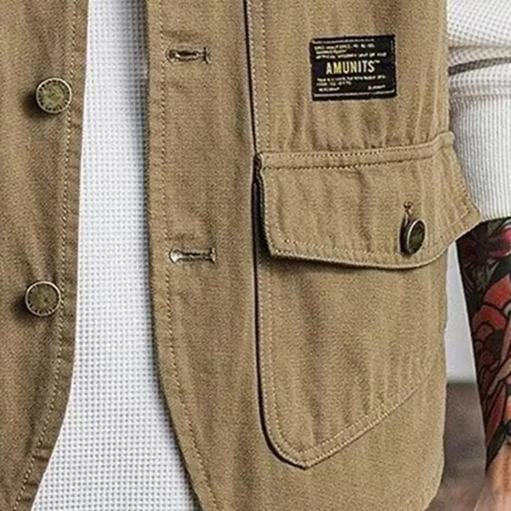 Veste de pêche sans manches pour hommes - Style coréen à poches solides - Veste de pêche homme extérieure