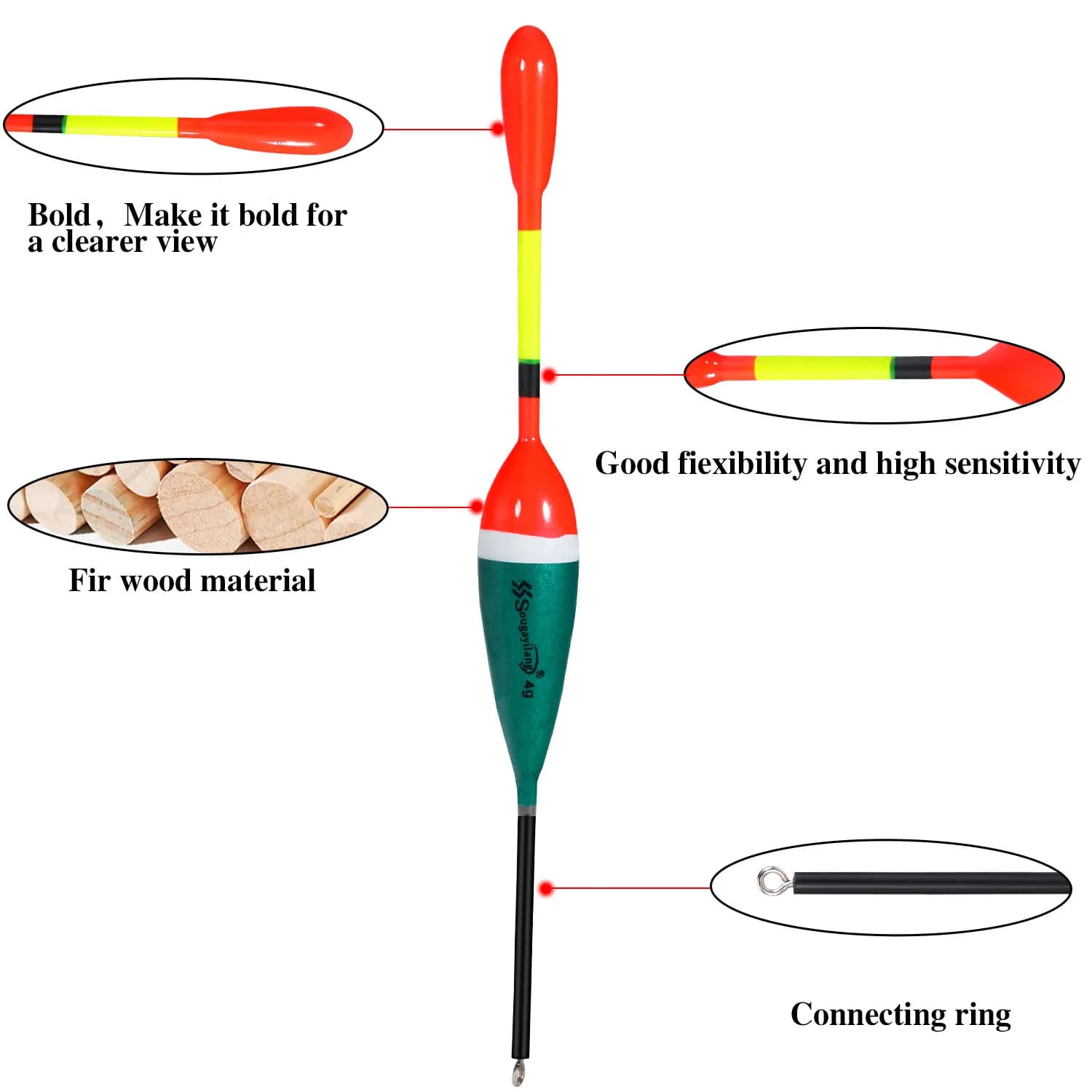 Kit de flotteurs de pêche Sougayilang 10 pièces, bouchons verticaux professionnels pour leurres et appâts