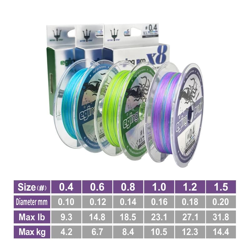 Egi Squid Lure Line 150M X8 8 Strands - Ligne Tressée pour Pêche Calmar Seiche Poulpe et Appâts Céphalopodes
