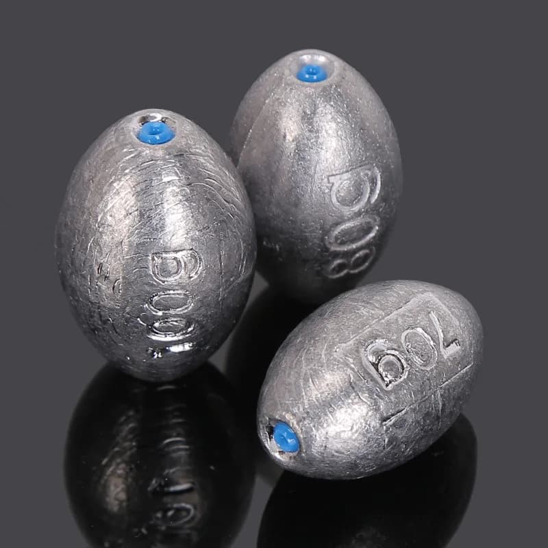 Plombs de pêche mer olive troués 2g à 60g poids plomb avec échelle pour surfcasting pêche au leurre