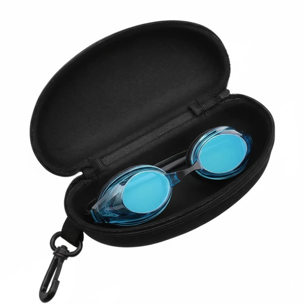 Étui rigide lunettes de natation avec clip - Boîtier zippé portable pour équipement aquatique