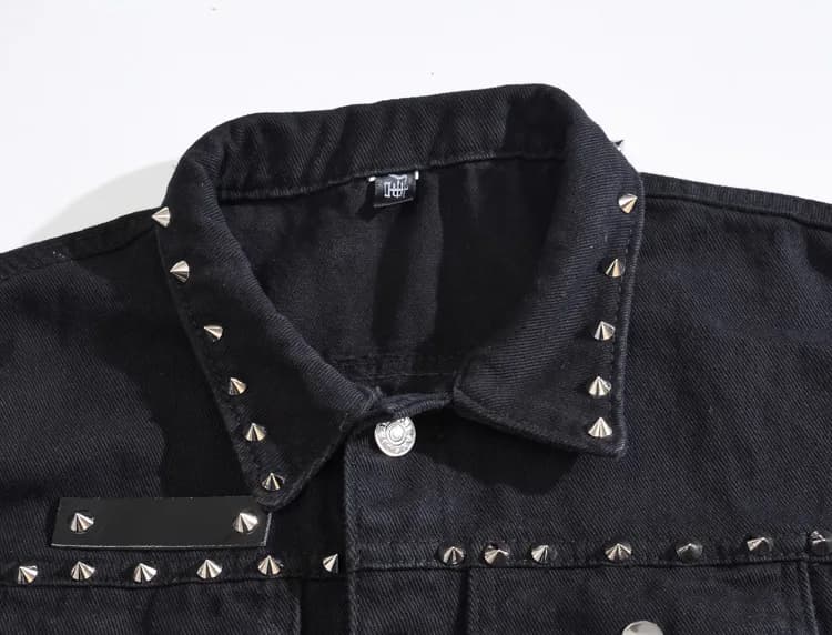 Veste denim rivetée punk pêche printemps slim fit sans manches grande taille 6XL veston homme