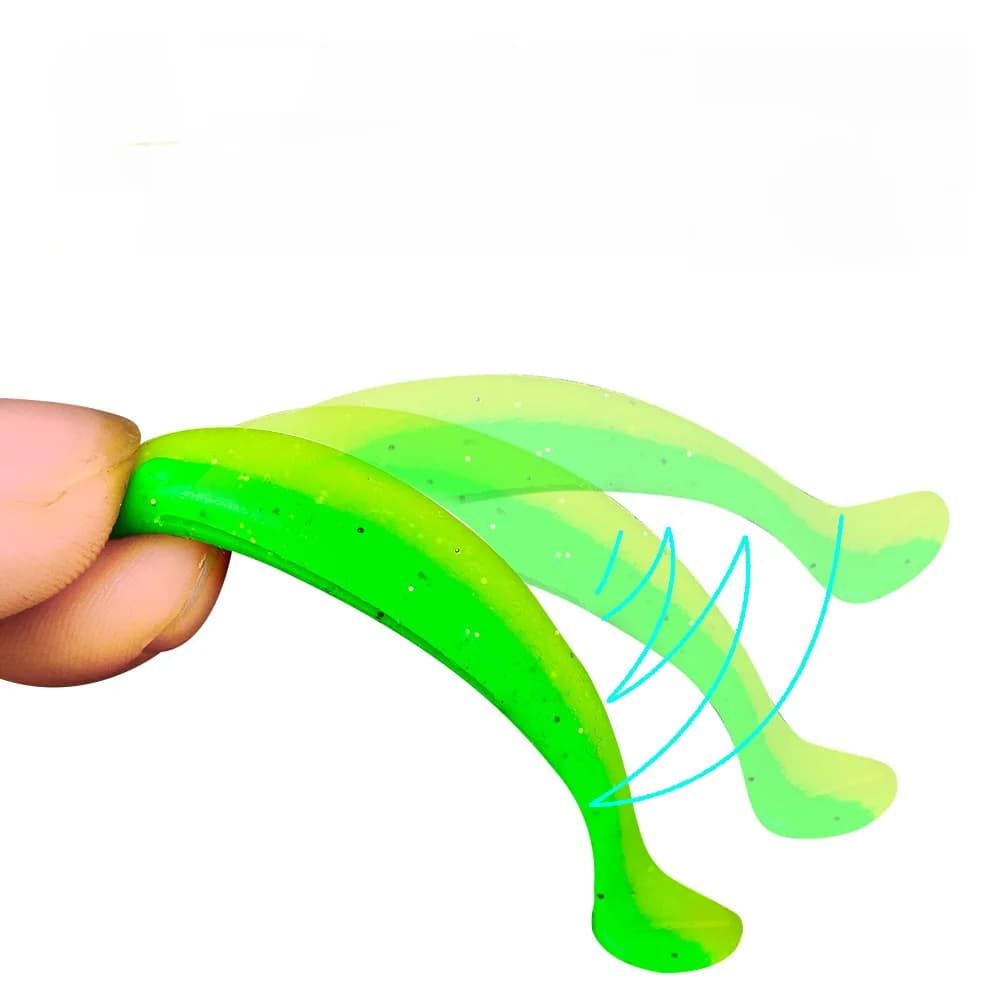 Leurre souple T Tail 55mm à 90mm - leurre silicone à queue en T pour jigging et pêche aux carnassiers