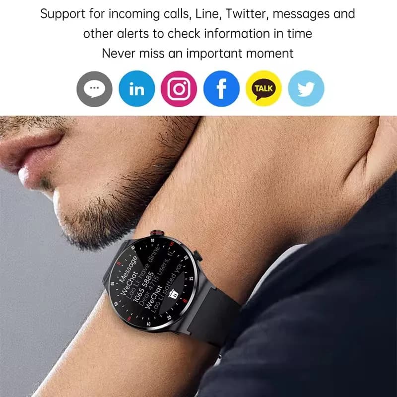 Smartwatch homme 2025 NFC appel Bluetooth écran plein écran GPS sport monitoring ECG étanche Android iOS