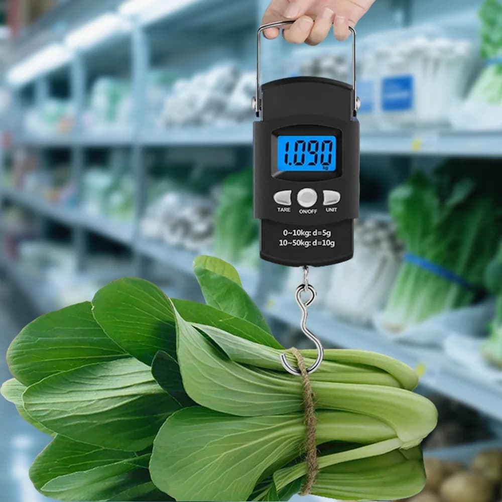 Balance main électronique LCD portable 50kg/10g ruban mesure rétractable 100cm peser poissons légumes