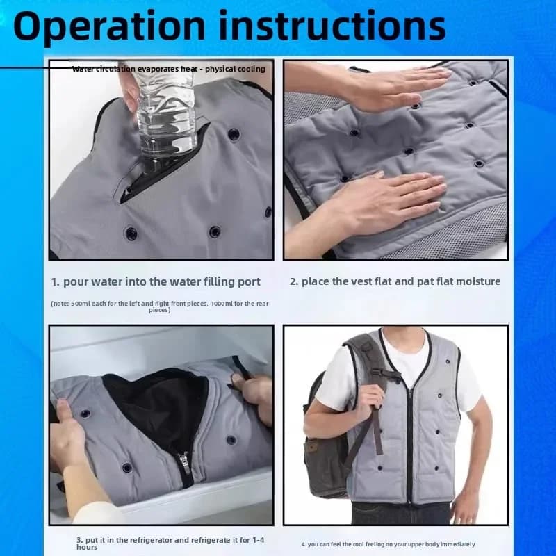 Veste Rafraîchissante Homme Gel Froid Pêche Été Travail Basse Température Veste Sans Manches