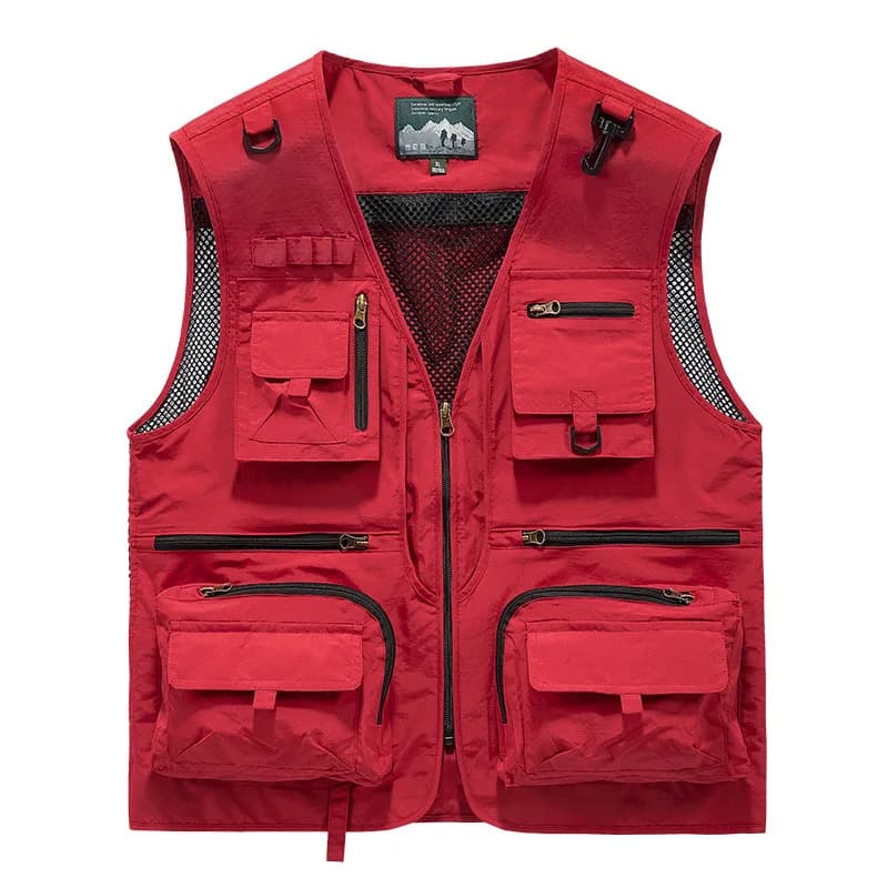 Veste de pêche respirante homme avec multiples poches pour le loisir en extérieur