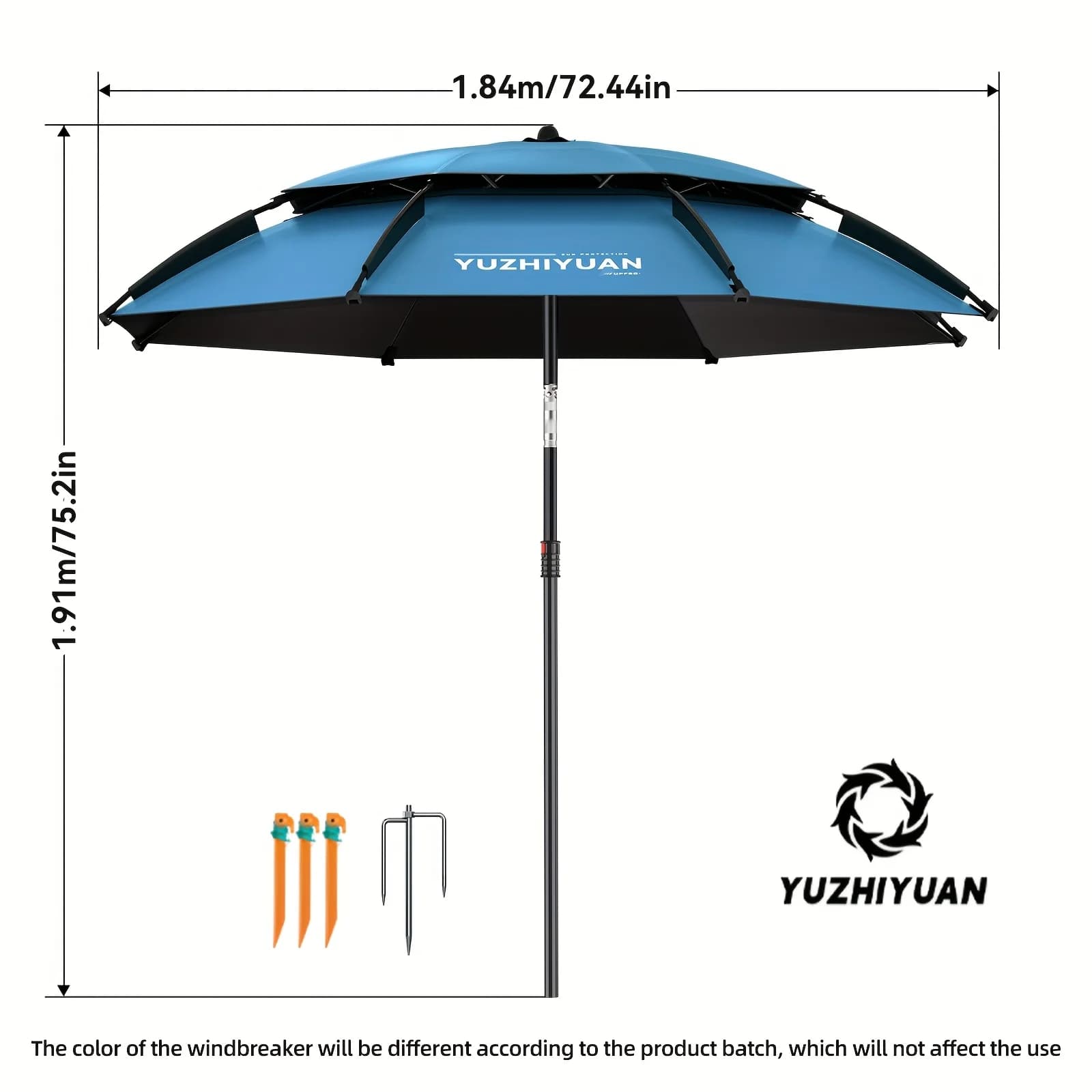 Grand parapluie pêche plage patio pliable UV imperméable anti-vent avec pied stable