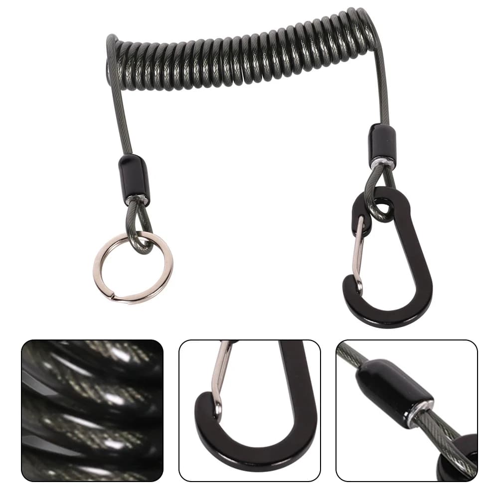 Lanyard anti-perte canne à pêche avec ressort spiralé et mousqueton pour émerillons et leurres