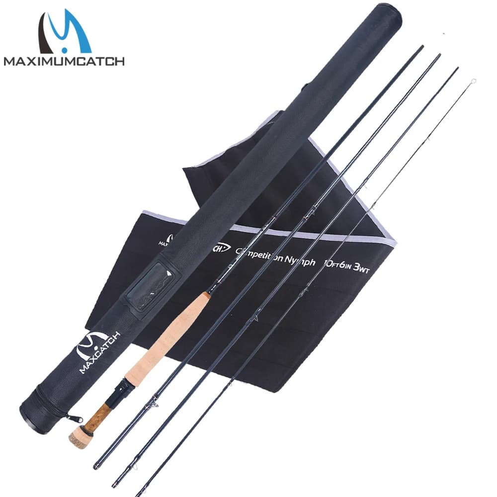 Canne à mouche MAXCATCH Switch & Nymph 9'-11'6'' 2-9WT action rapide carbone, pour pêche à la nymphe européenne et truite