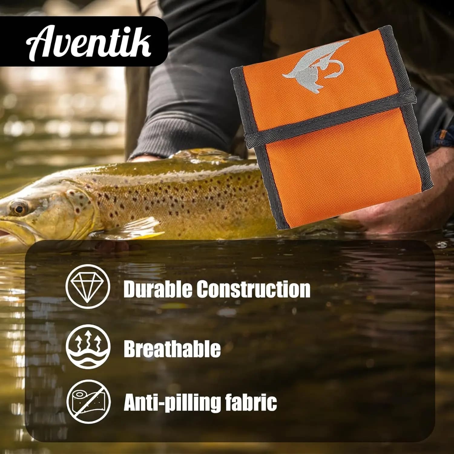 Portefeuille étanche Aventik 10 bobines pour bas de ligne pêche à la mouche - Organisateur de lignes durable