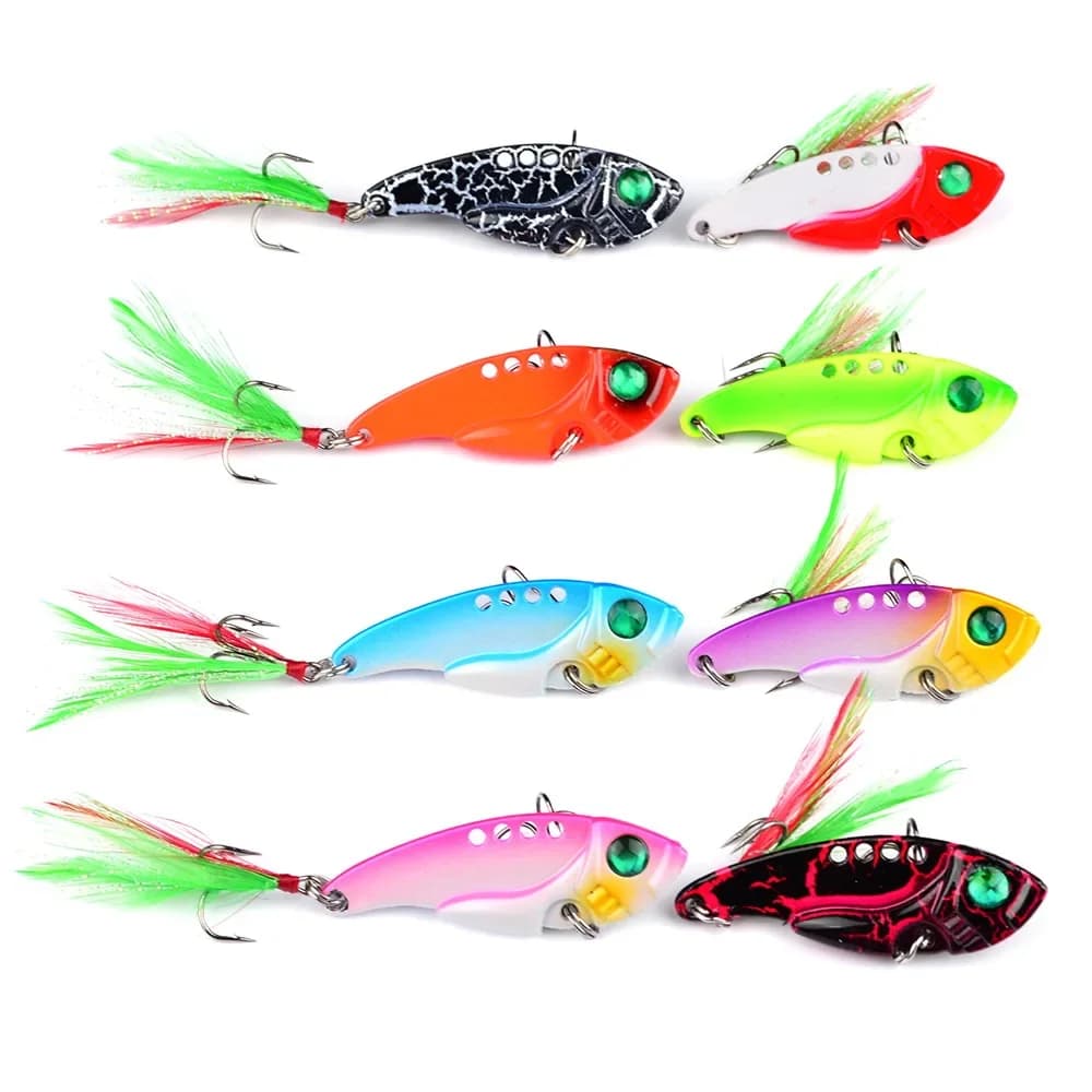 Cuillère pêche brochet 50mm 10.5g 8 couleurs avec triple hameçon - leurre métal wobble