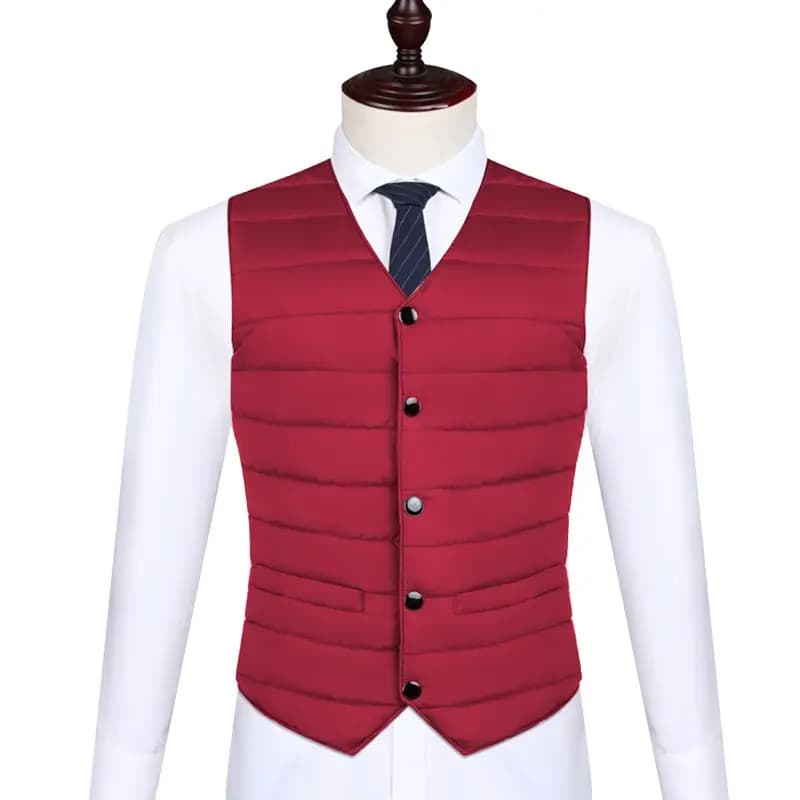 Veste homme sans manches en duvet coton épais pour l'automne hiver, col V boutonnée chaude et polyvalente
