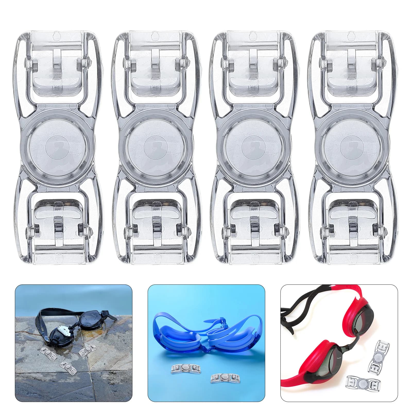 4 connecteurs de lunettes de natation - attaches réglables universelles noires pour remplacer les sangles