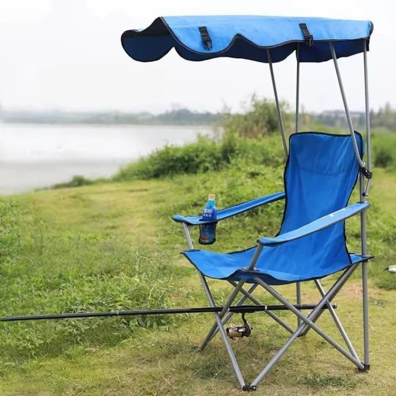 Chaise pliante camping plage avec canopy ombrage léger grand format adulte ouverture facile YOUNG WOOD