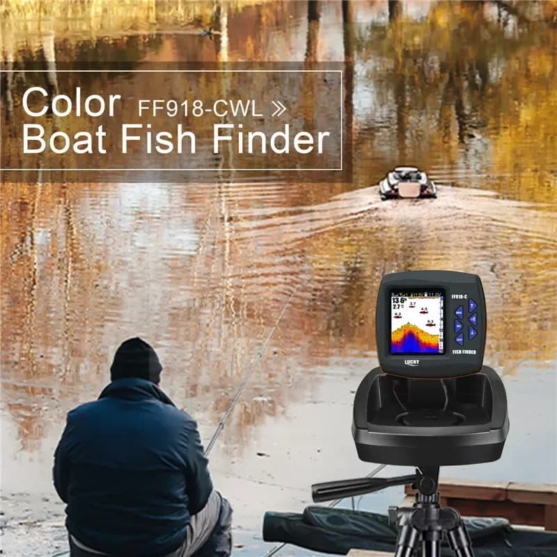 Bateau appât télécommandé Lucky FF918-CWL avec sondeur poissons 3.5" LCD portée 300m profondeur 100m
