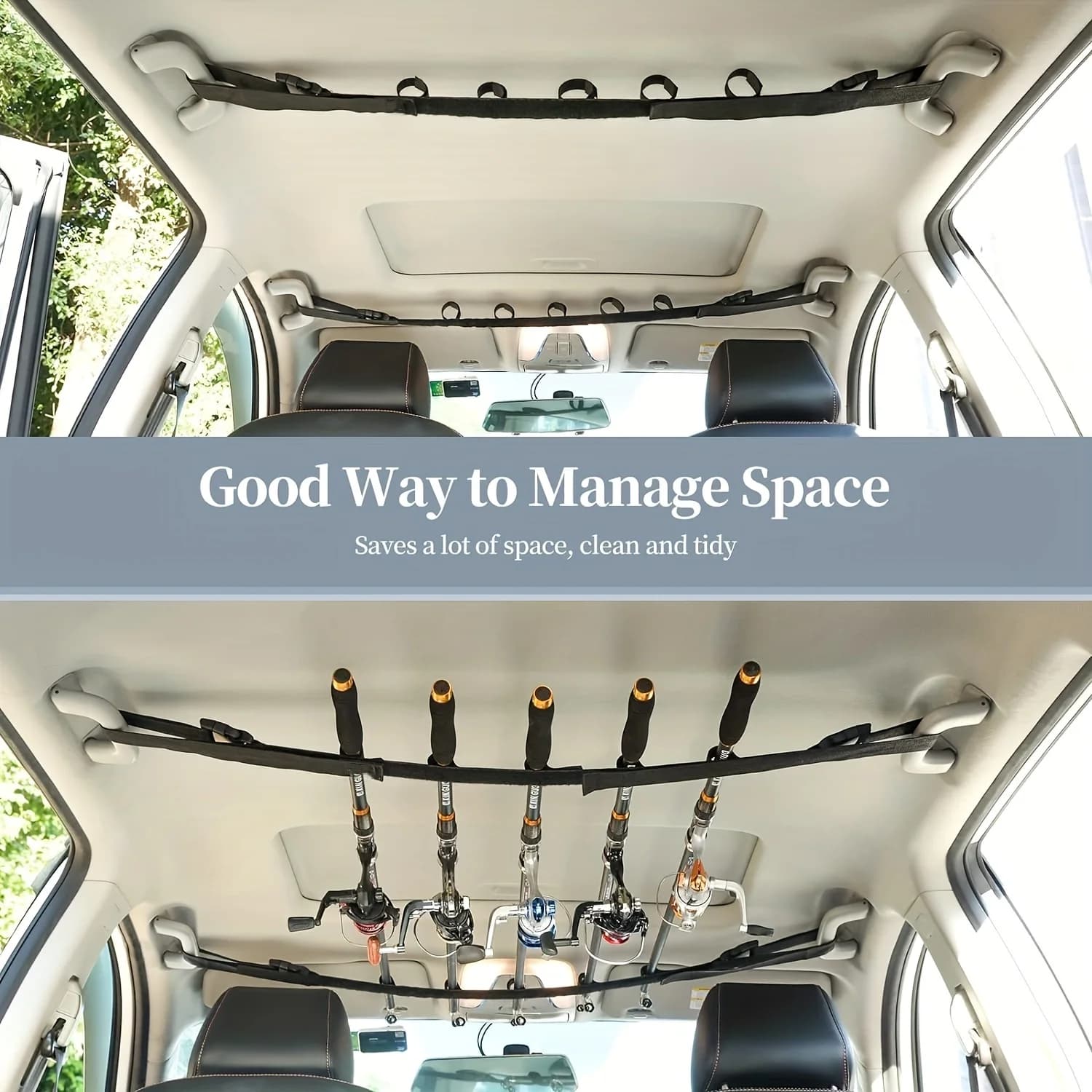 2 supports voiture cannes pêche SUV avec sangles réglables rangement équipement véhicule