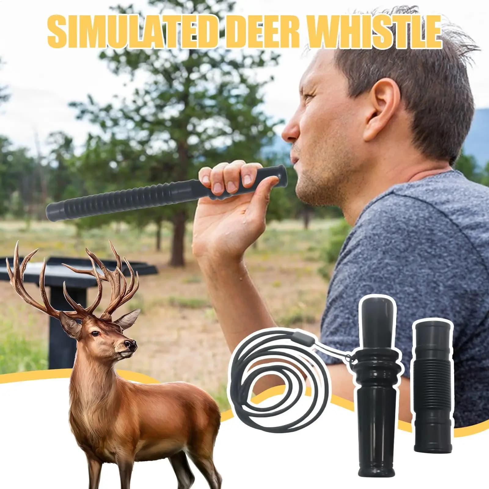 Appel de biche portable pour forêt - leurre vocal réaliste avec dragonne chasse boisée