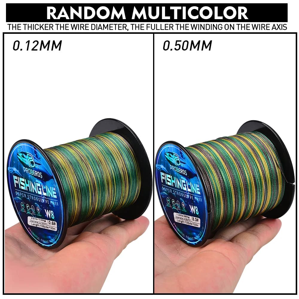 Ligne de pêche Proberos 8 brins multifilament PE anti-abrasion Blue Camo 20-106LB 109yds