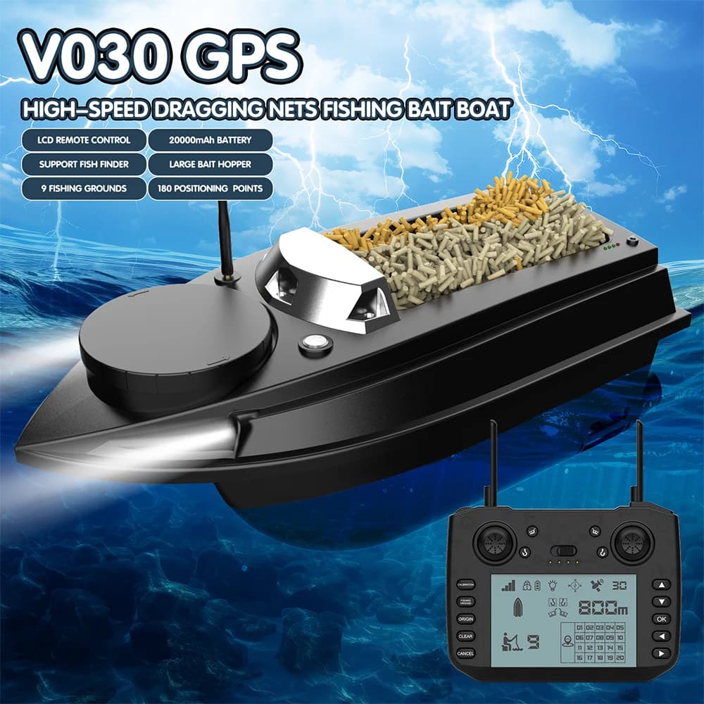 Bateau appât GPS LOKEEVAN V030 carpe 9 zones pêche 12V sondeur traîne leurre nid haute vitesse