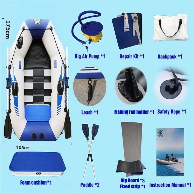 Bateau gonflable rowing 1 personne 175cm Solarmarine pêche plongée kayak canot dinghy loisirs nautiques