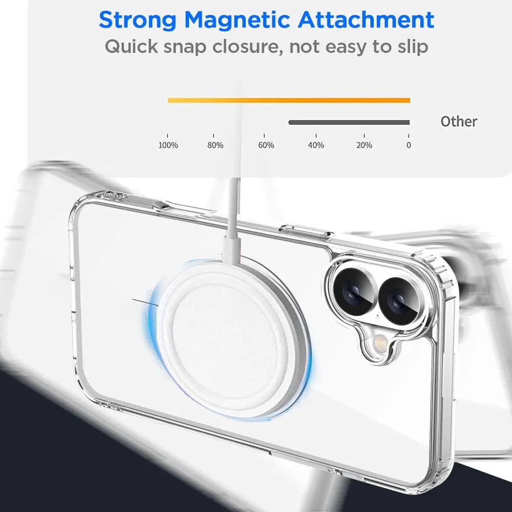 Original Magnetic Transparent Phone Case For iPhone 17 Air 16 15 14 13 12 11 Pro