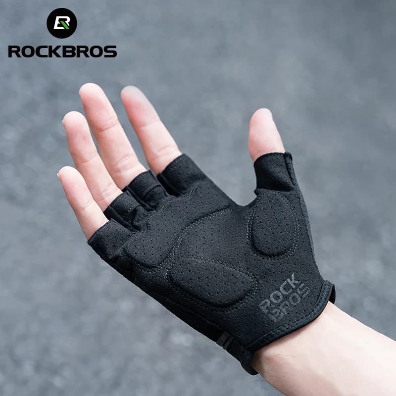 Gants vélo ROCKBROS mi-doigts anti-chocs respirants été élastiques pêche cyclisme court sport