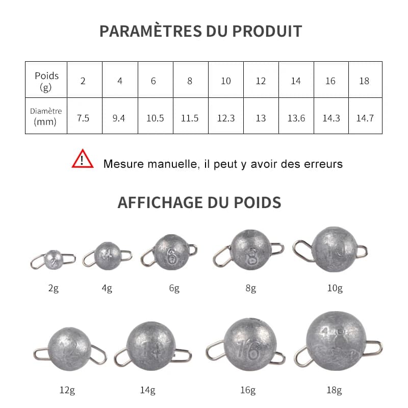 Têtes plombées MEREDITH 2g-18g jig head plomb balle eau profonde leurres souples pêche