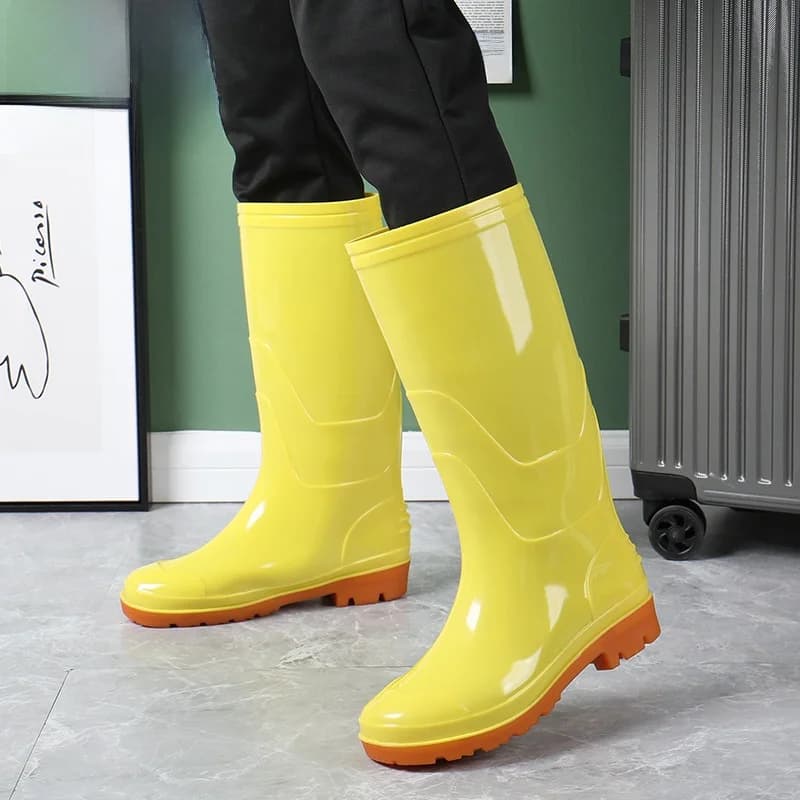 Bottes de pluie camouflage unisexe hautes - Bottes de cuisine jaunes anti-dérapantes traditionnelles